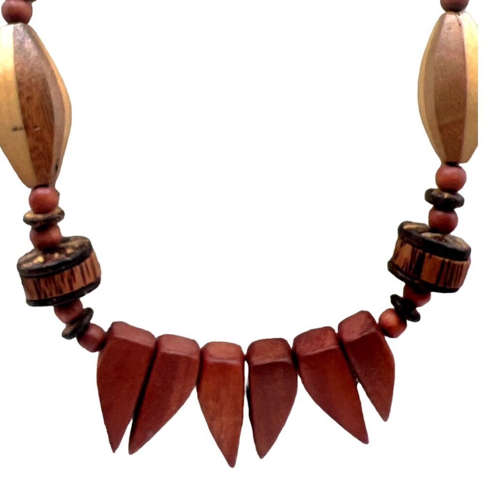 Vintage Bohemian Wooden Beaded Necklace. C19 - Picture 12 of 12